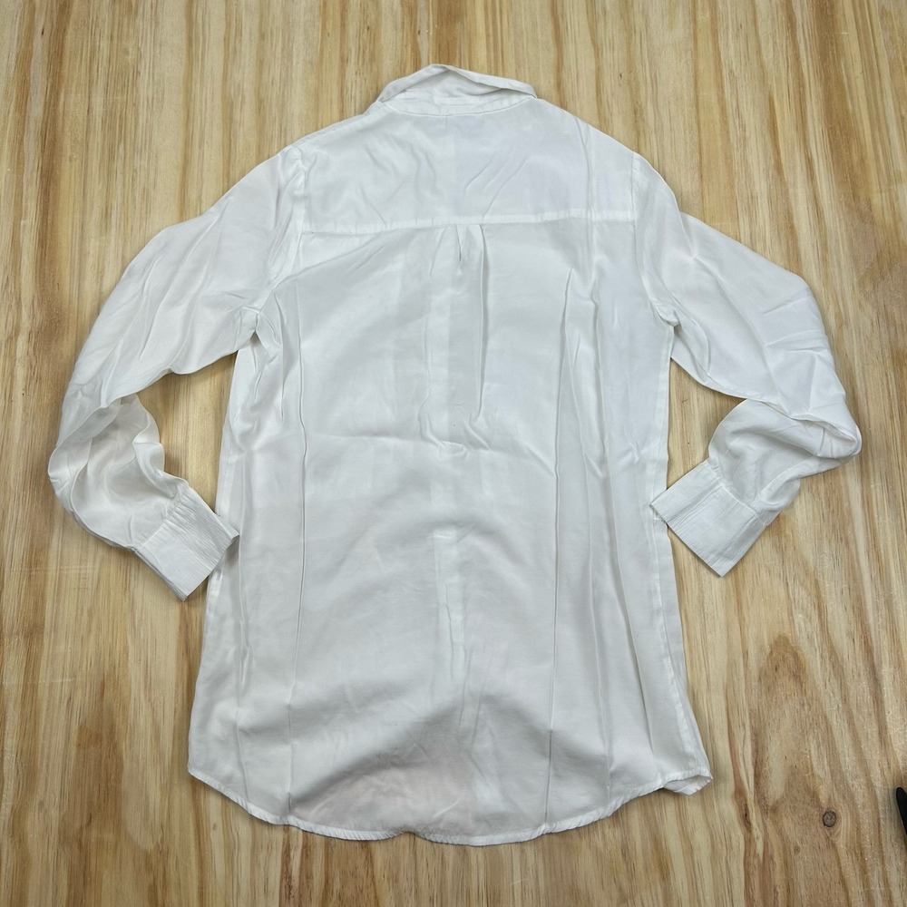 Adolfo Dominguez Solid Lightweight Long‎ Sleeve Button Up Shirt Women's 36 White - Picture 3 of 9